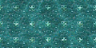 Renkli kumaş arka planında moda tarzında gümüş örgü süsü olan lüks, kusursuz bir şablon. Duvar kağıtları ve tekstil baskısı için tasarım. Lüks, ışıl ışıl metalimsi fantezi dokusu.