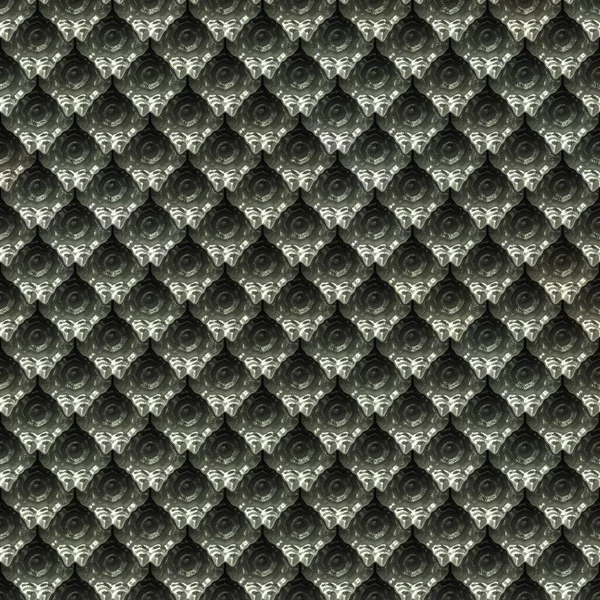 Kusursuz Fantezi Zırh dokusu. Üç boyutlu illüstrasyon. Metalik desen. Metal plakalar arka planda. Ortaçağ duvar kağıdı. Kalıplaşmış zırh yüzeyi