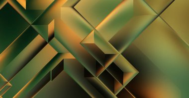 3 boyutlu illüstrasyon. Moda, basit geometrik renk gradyan arkaplan. Geometrik dinamik şekiller. Gölgeli teknoloji dijital şablonu ve gradyan arkaplanda ışıklar.  