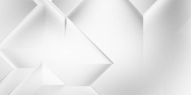 Beyaz 3d geometrik arka plan. Karanlık elementleri olan birinci sınıf soyut duvar kâğıdı. Poster, broşür, sunum ve web sitesi için özel tasarım. Moda lüks minimalist tasarım. Geometrik şablon. 