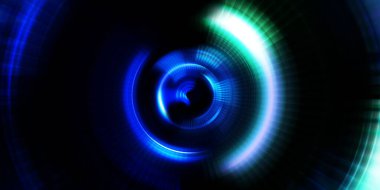 Parlayan neon ışıkları. Parlak sunum tasarım şablonu. Fotoğraf makinesi konsepti. Soyut arkaplan. Dönen ışık ışınları. Hareketli kavramsal duvar kağıdı. Grafik dijital illüstrasyon. 