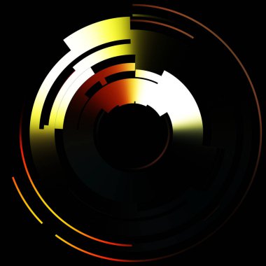 Gelecekçi hud arayüzü elementi. Soyut geometrik arkaplan. Dijital teknolojinin grafiksel çizimi siyah arkaplanda izole edildi..