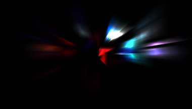 Parlayan ışıkları hareket ettirmenin havalı arka planı. Tasarımınız için canlı renkli bir portal şablonu. Işık ışınları ve hareket halindeki ışıldayan parçacıklar bir solucan deliği şekli oluşturuyor..