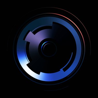 Gelecekçi hud arayüzü elementi. Soyut geometrik arkaplan. Dijital teknolojinin grafiksel çizimi siyah arkaplanda izole edildi..