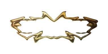 Üç boyutlu metalik illüstrasyon. Beyaz arka planda izole edilmiş fantezi çerçevesi. Davetiyeler, posterler, menü, hatıra defteri ve sunum için mükemmel. Metnin için şablon.