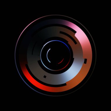 Gelecekçi hud arayüzü elementi. Soyut geometrik arkaplan. Dijital teknolojinin grafiksel çizimi siyah arkaplanda izole edildi..