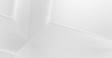 Beyaz 3d geometrik arka plan. Fütürist şablon. Karanlık elementleri olan birinci sınıf soyut duvar kâğıdı. Zarif bir zemin. Lüks minimalist tasarım. Poster, broşür, sunum için tasarım.