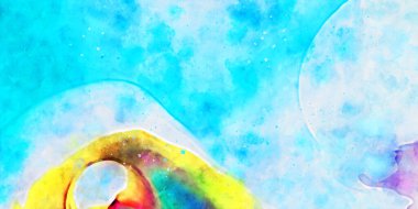 Kova desenli illüstrasyon. Çağdaş ve modern doku. Soyut renk boyama arka planı. Yaratıcı ve sanatsal duvar kağıdı. Fırçalanmış şekilleri ve lekeleri olan sanatsal duvar..