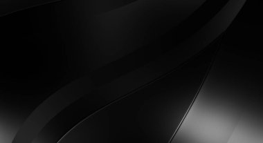 Siyah kıvrımlı yüzey. 3 boyutlu illüstrasyon. Soyut fütüristik geçmiş. Minimalist geometrik kapak tasarımı. Çarpık siyah çizgiler. Lüks dokuma duvar kağıdı. Zarif arkaplan.