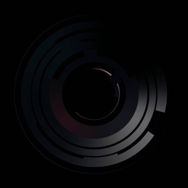 Gelecekçi hud arayüzü elementi. Soyut geometrik arkaplan. Dijital teknolojinin grafiksel çizimi siyah arkaplanda izole edildi..