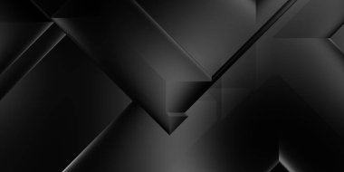 Siyah üç boyutlu geometrik arkaplan. Moda lüks minimalist tasarım. Geometrik şablon. Karanlık elementleri olan birinci sınıf soyut duvar kâğıdı. Poster, broşür, sunum, web sitesi için özel tasarım.