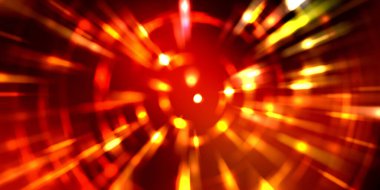 Parlayan ışıkları hareket ettirmenin havalı arka planı. Tasarımınız için canlı renkli bir portal şablonu. Işık ışınları ve hareket halindeki ışıldayan parçacıklar bir solucan deliği şekli oluşturuyor..