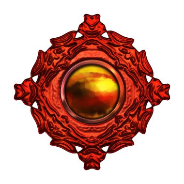 Beyaz arka planda izole bir mücevher. Mücevherli bir fantezi mücevherin 3 boyutlu görüntüsü. Masal elementi. Lüks grafik duvar kağıdı.