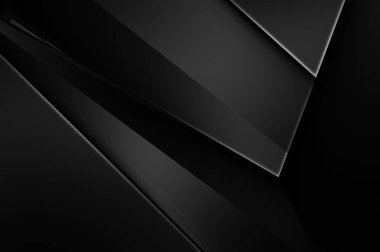 Lüks minimalist tasarım. Fütürist şablon. Karanlık elementleri olan birinci sınıf soyut duvar kâğıdı. Zarif bir zemin. Siyah üç boyutlu geometrik arkaplan. Poster, broşür, sunum için tasarım.