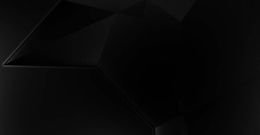 Lüks minimalist tasarım. Fütürist şablon. Karanlık elementleri olan birinci sınıf soyut duvar kâğıdı. Zarif bir zemin. Siyah üç boyutlu geometrik arkaplan. Poster, broşür, sunum için tasarım.