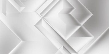 Beyaz 3d geometrik arka plan. Karanlık elementleri olan birinci sınıf soyut duvar kâğıdı. Poster, broşür, sunum ve web sitesi için özel tasarım. Moda lüks minimalist tasarım. Geometrik şablon. 