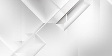 Beyaz 3d geometrik arka plan. Karanlık elementleri olan birinci sınıf soyut duvar kâğıdı. Poster, broşür, sunum ve web sitesi için özel tasarım. Moda lüks minimalist tasarım. Geometrik şablon. 