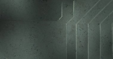 Çukur SciFi panelleri duvar. Üç boyutlu illüstrasyon. Gelecekçi kavramsal tasarım arka planı. Uzay gemisi desenli duvar kağıdı. Fırçalanmış teknoloji desen yüzeyi. 