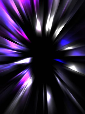 Siyah arkaplanda izole edilmiş dinamik ışık ışınları. Parlayan renkli ışık parçacıklarının grafiksel 2d çizimi.