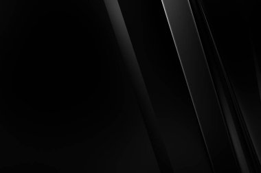 Geometrik katmanlı 3 boyutlu siyah arkaplan. Soyut koyu fütüristik duvar kağıdı. Zarif, parlak çizgili arka plan. Poster, broşür, sunum ve web sitesi için geometrik şablon tasarımı.