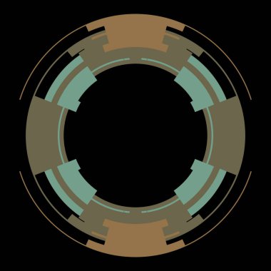 Fütürist dairesel gövde arayüzü elementi. Soyut çember geometrik arkaplan. Dijital teknolojinin grafiksel çizimi.
