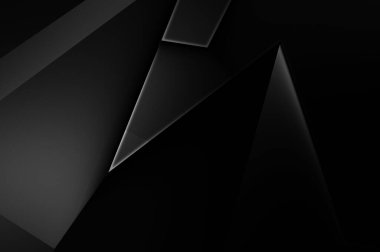 Lüks minimalist tasarım. Fütürist şablon. Karanlık elementleri olan birinci sınıf soyut duvar kâğıdı. Zarif bir zemin. Siyah üç boyutlu geometrik arkaplan. Poster, broşür, sunum için tasarım.