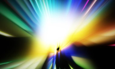 Siyah zemin üzerinde ışık parçacığı izleri. Parlayan parçacıkları ve çizgileri olan ışık patlaması yıldızı. Güzel hareketli soyut ışınlar duvar kağıdı. Renkli Patlama grafiği. Işık ışınlarının patlaması. 