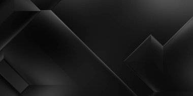 Siyah üç boyutlu geometrik arkaplan. Moda lüks minimalist tasarım. Geometrik şablon. Karanlık elementleri olan birinci sınıf soyut duvar kâğıdı. Poster, broşür, sunum, web sitesi için özel tasarım.