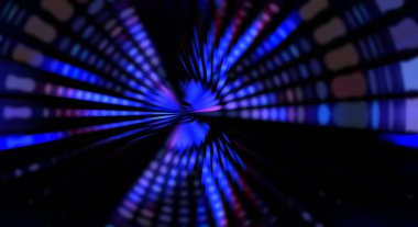 Siyah arkaplanda dönen ışık gösterisi. Lüks çizgiler. Parlak kıvrımlı duvar kağıdı. Uzay tüneli. Dönen ışık çemberi ya da maytap izi. Parlak konsept çizimi.