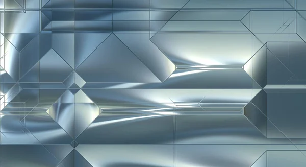 光沢サテン仕上げ表面技術3Dパターン 豪華な反射と金属パネルテクスチャ 洗練された幾何学的な金属は 宇宙船船体のための未来的な材料 — ストック写真
