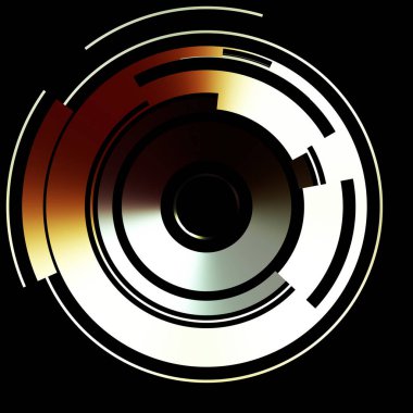 Gelecekçi hud arayüzü elementi. Soyut geometrik arkaplan. Dijital teknolojinin grafiksel çizimi siyah arkaplanda izole edildi..