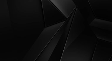 Lüks minimalist tasarım. Fütürist şablon. Karanlık elementleri olan birinci sınıf soyut duvar kâğıdı. Zarif bir zemin. Siyah üç boyutlu geometrik arkaplan. Poster, broşür, sunum için tasarım.