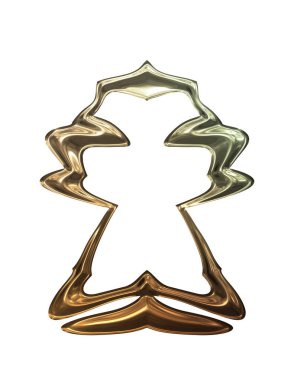 Üç boyutlu metalik illüstrasyon. Beyaz arka planda izole edilmiş fantezi çerçevesi. Davetiyeler, posterler, menü, hatıra defteri ve sunum için mükemmel. Metnin için şablon.