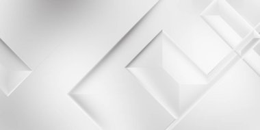 Beyaz 3d geometrik arka plan. Karanlık elementleri olan birinci sınıf soyut duvar kâğıdı. Poster, broşür, sunum ve web sitesi için özel tasarım. Moda lüks minimalist tasarım. Geometrik şablon. 