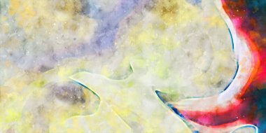 Kova desenli illüstrasyon. Çağdaş ve modern doku. Soyut renk boyama arka planı. Yaratıcı ve sanatsal duvar kağıdı. Fırçalanmış şekilleri ve lekeleri olan sanatsal duvar..