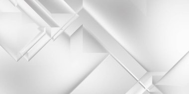 Beyaz 3d geometrik arka plan. Karanlık elementleri olan birinci sınıf soyut duvar kâğıdı. Poster, broşür, sunum ve web sitesi için özel tasarım. Moda lüks minimalist tasarım. Geometrik şablon. 