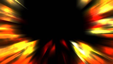 Siyah arkaplanda izole edilmiş dinamik ışık ışınları. Parlayan renkli ışık parçacıklarının grafiksel 2d çizimi.