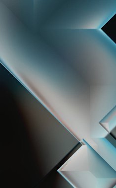 Geometrik dinamik şekiller. Gölgeli teknoloji dijital şablonu ve gradyan arka planda ışıklar. Modern basit geometrik renk gradyanı soyut arkaplan. 3B illüstrasyon. 