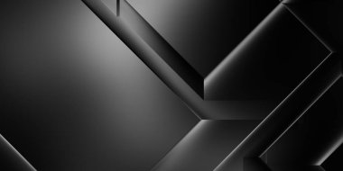 Siyah üç boyutlu geometrik arkaplan. Moda lüks minimalist tasarım. Geometrik şablon. Karanlık elementleri olan birinci sınıf soyut duvar kâğıdı. Poster, broşür, sunum, web sitesi için özel tasarım.