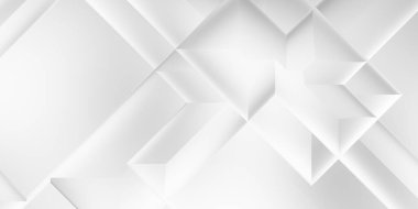 Beyaz 3d geometrik arka plan. Karanlık elementleri olan birinci sınıf soyut duvar kâğıdı. Poster, broşür, sunum ve web sitesi için özel tasarım. Moda lüks minimalist tasarım. Geometrik şablon. 
