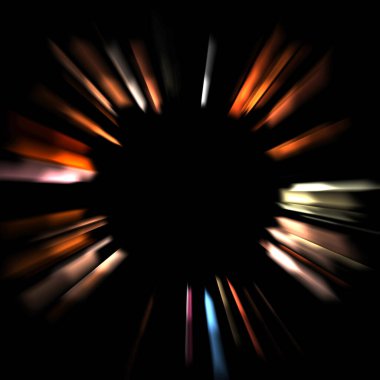 Canlı ve canlı ışık parlamalarının serin arkaplanı. Renkli parlak ışıklar patlama efektiyle görüntülenir. Parlak renkli arkaplan.