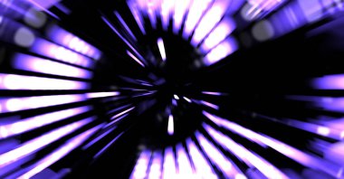 Siyah arkaplanda dönen ışık gösterisi. Lüks çizgiler. Parlak kıvrımlı duvar kağıdı. Uzay tüneli. Dönen ışık çemberi ya da maytap izi. Parlak konsept çizimi.