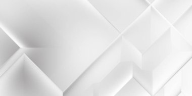 Beyaz 3d geometrik arka plan. Karanlık elementleri olan birinci sınıf soyut duvar kâğıdı. Poster, broşür, sunum ve web sitesi için özel tasarım. Moda lüks minimalist tasarım. Geometrik şablon. 