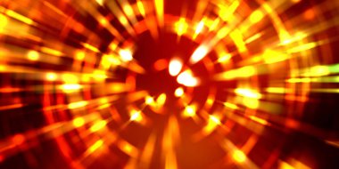 Parlayan ışıkları hareket ettirmenin havalı arka planı. Tasarımınız için canlı renkli bir portal şablonu. Işık ışınları ve hareket halindeki ışıldayan parçacıklar bir solucan deliği şekli oluşturuyor..