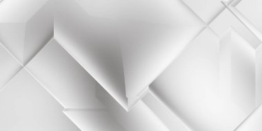 Beyaz 3d geometrik arka plan. Karanlık elementleri olan birinci sınıf soyut duvar kâğıdı. Poster, broşür, sunum ve web sitesi için özel tasarım. Moda lüks minimalist tasarım. Geometrik şablon. 