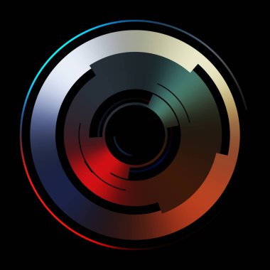 Gelecekçi hud arayüzü elementi. Soyut geometrik arkaplan. Dijital teknolojinin grafiksel çizimi siyah arkaplanda izole edildi..