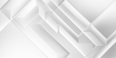 Beyaz 3d geometrik arka plan. Karanlık elementleri olan birinci sınıf soyut duvar kâğıdı. Poster, broşür, sunum ve web sitesi için özel tasarım. Moda lüks minimalist tasarım. Geometrik şablon. 