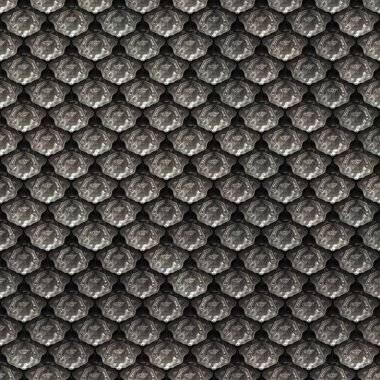 Kusursuz Fantezi Zırh dokusu. Üç boyutlu illüstrasyon. Metalik desen. Metal plakalar arka planda. Ortaçağ duvar kağıdı. Kalıplaşmış zırh yüzeyi.