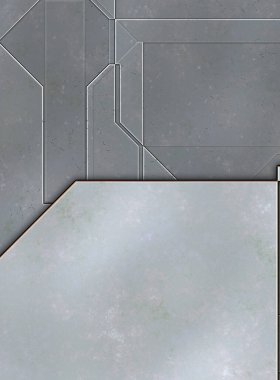 Katmanlı paneller. Fütürist soyut duvar kağıdı. Geometrik teknolojik yansıtıcı arka plan 3D metalik doku. Uzay gemisi desen yüzeyi.