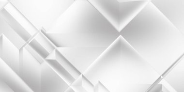 Beyaz 3d geometrik arka plan. Karanlık elementleri olan birinci sınıf soyut duvar kâğıdı. Poster, broşür, sunum ve web sitesi için özel tasarım. Moda lüks minimalist tasarım. Geometrik şablon. 